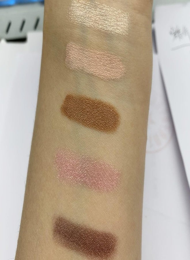 UOCK Five-color eyeshadow stick set, matte and shimmer eyeshadow pencils, face highlighter sticks, and eye makeup pencils, highly pigmented eyeshadow palette (01#) - Image 4